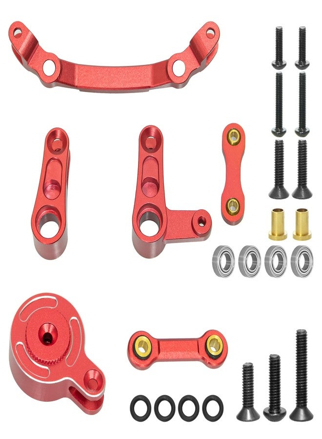 LRFHL Aluminum Steering Bellcrank Drag Link Set with 25T Servo Horn Arm Upgrade Parts for Arrma 1/10 Senton Granite Typhon Big Rock 3S, Mojave Outcast Kraton 4S (Red) - Image 1